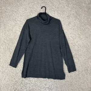 Talbots 100% Merino Wool Tunic Sweater Womens Large Gray Comfort Preppy